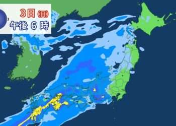 Mapa mostra nuvens de chuva avançando para o leste às 18h deste domingo. Foto: Reprodução/JNN