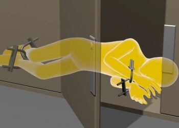 Ilustração mostra como a vítima era mantida dentro do armário. Foto: Reprodução/JNN