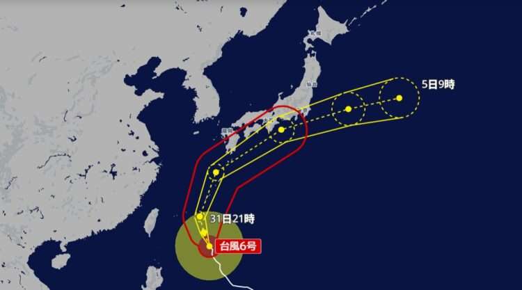 Possível trajeto do tufão Jangmi. Foto: Reproução/NHK