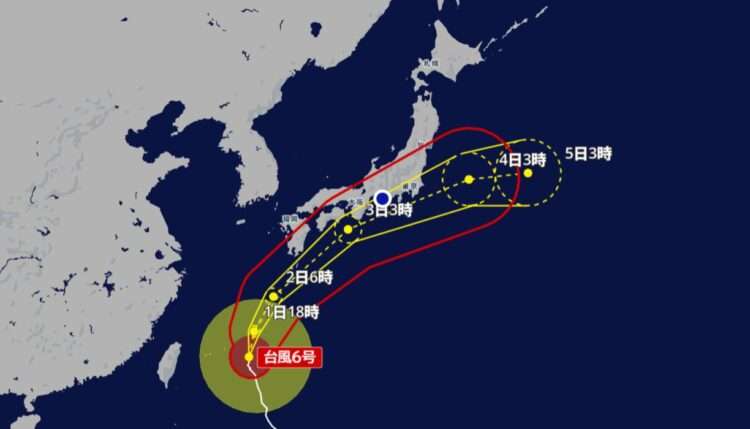 Possível trajeto do tufão Jangmi. Foto: Reprodução/NHK