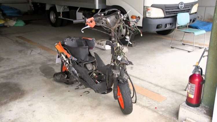 Moto do brasileiro após acidente em Suzuka. Foto: Reprodução/CTV
