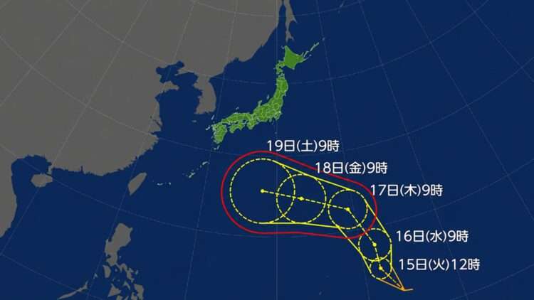 Possível trajeto do novo tufão, caso ele se forme. Foto: Reprodução/NHK