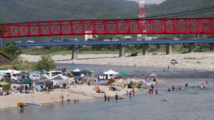 Trecho do rio Nagara que recebe muitos frequentadores. Foto: Reprodução/X