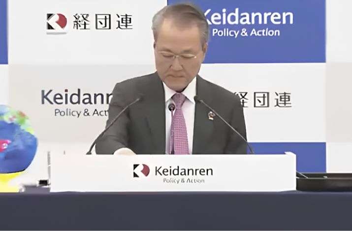 Yoshinobu Tsutsui, atual presidente da Keidanren. Fonte: Reprodução/TV Asahi